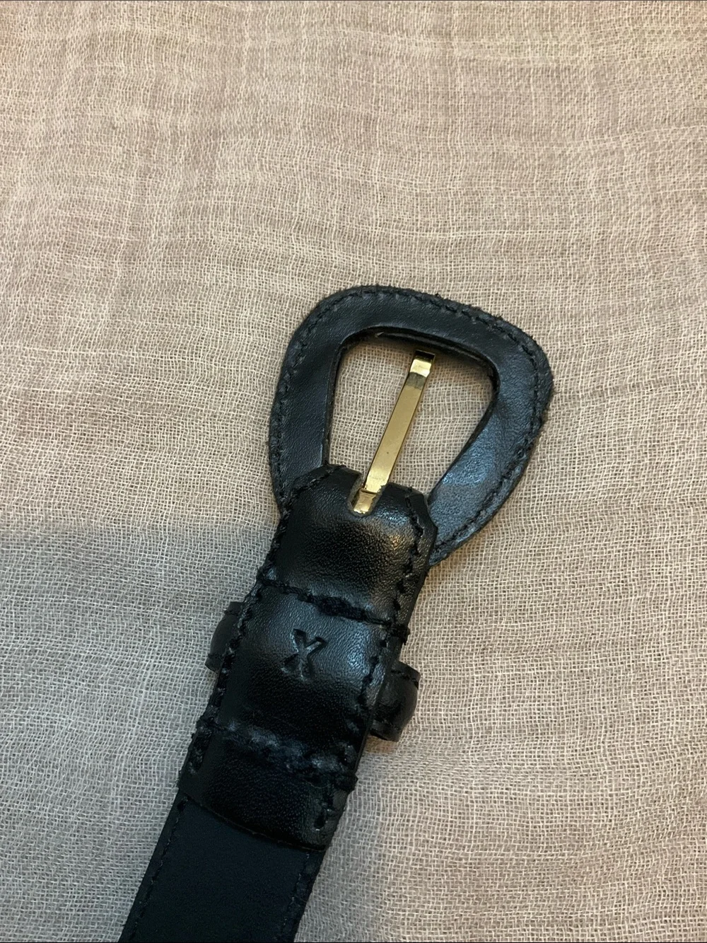 Ralph Lauren Black Leather Belt Strap with Gold RL Accent
